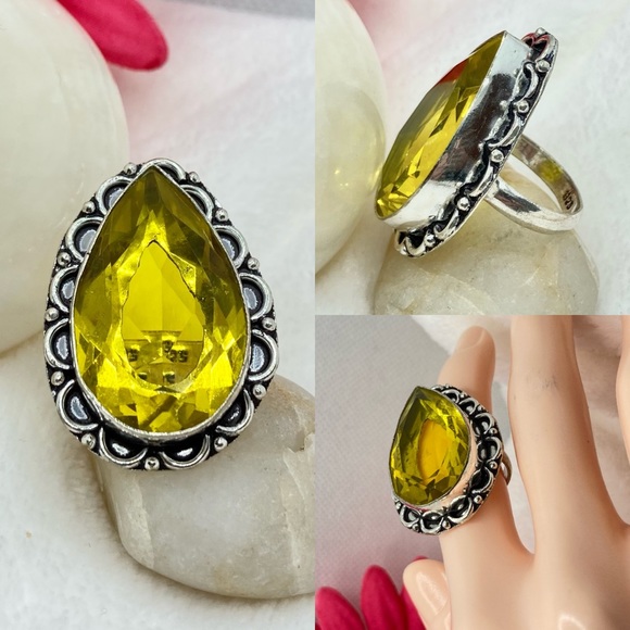 Lemon Citrine Gemstone Handmade Vintage Style Ring - Picture 4 of 5